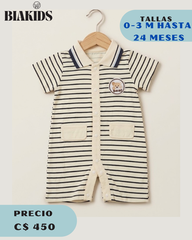 Mameluco Rayas Negro Polo