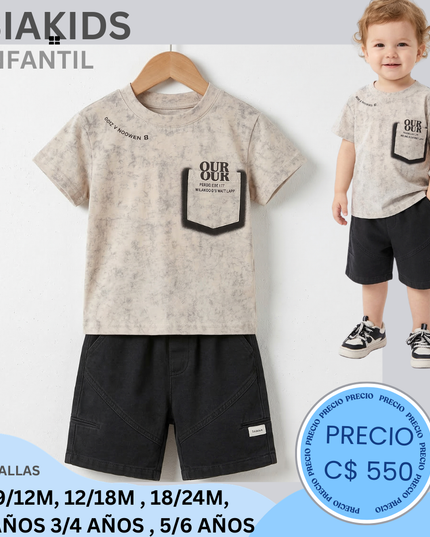 Set short negro camisa B