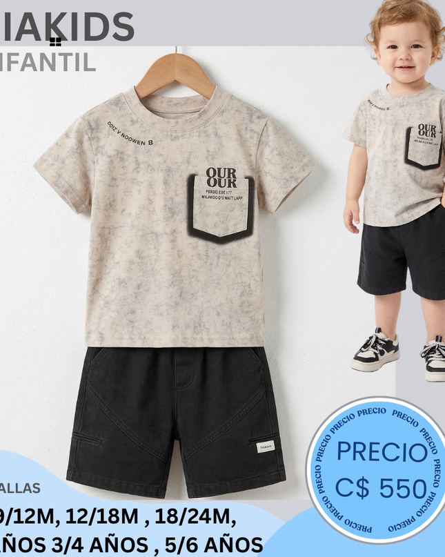 Set short negro camisa B