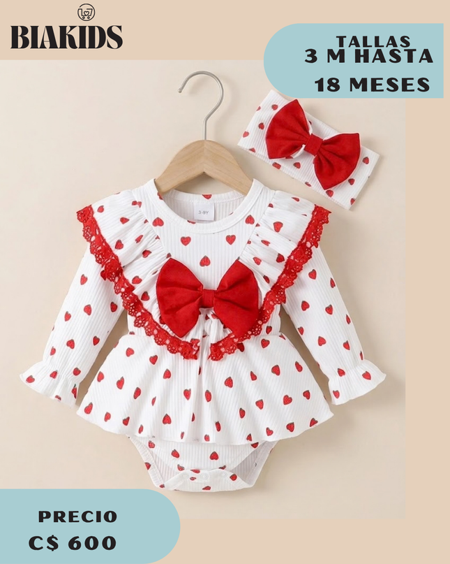 Mameluco Corazones Rojo Bebe