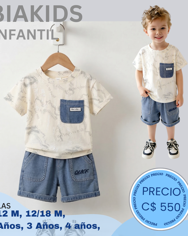Set Short Jeans Ca/beige