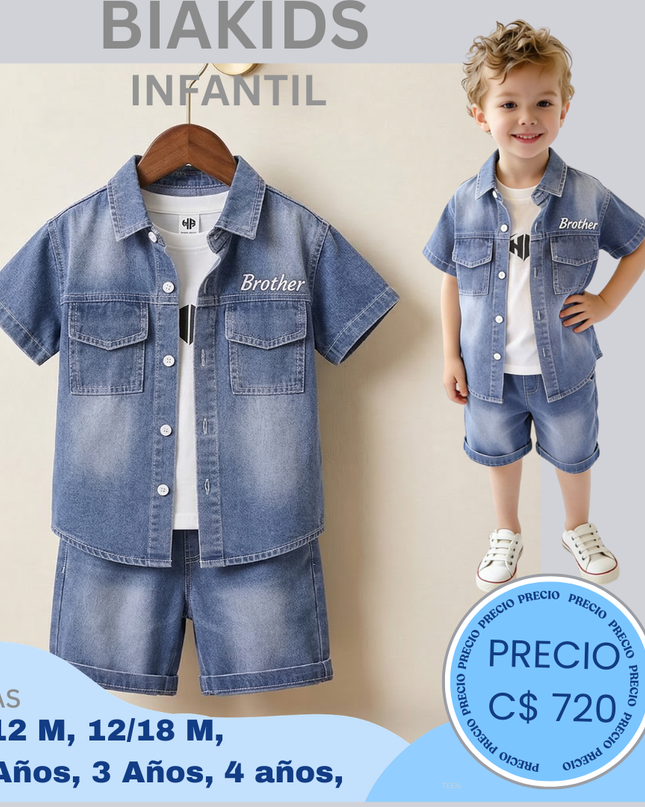 Set camisa/short jeans azu