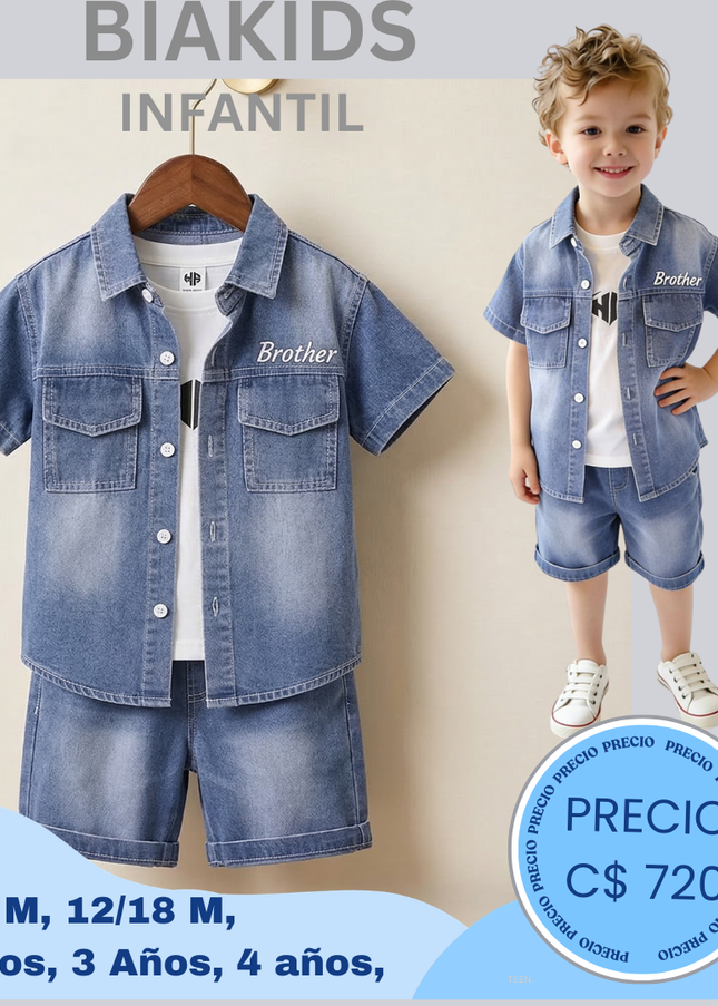 Set camisa/short jeans azu