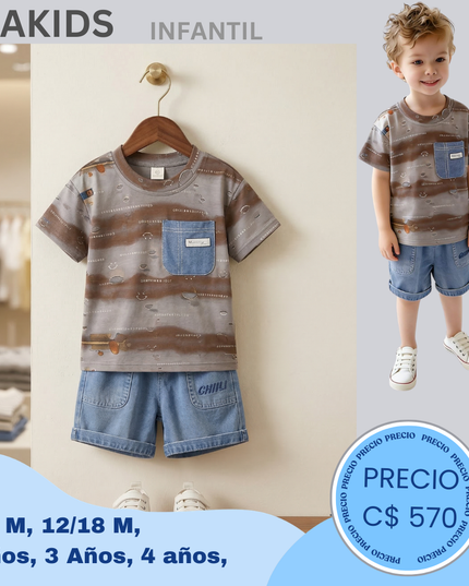 Set Camiseta Short jeans