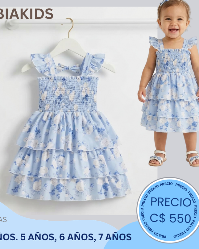 vestido floral celeste
