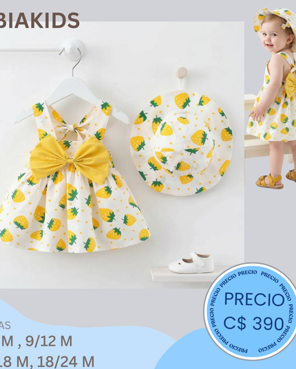 Vestido fresa amarillo