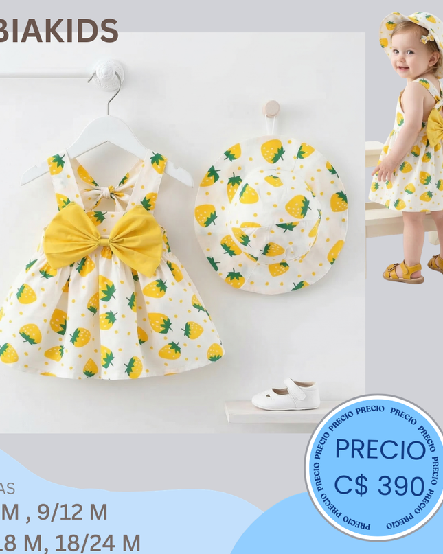 Vestido fresa amarillo