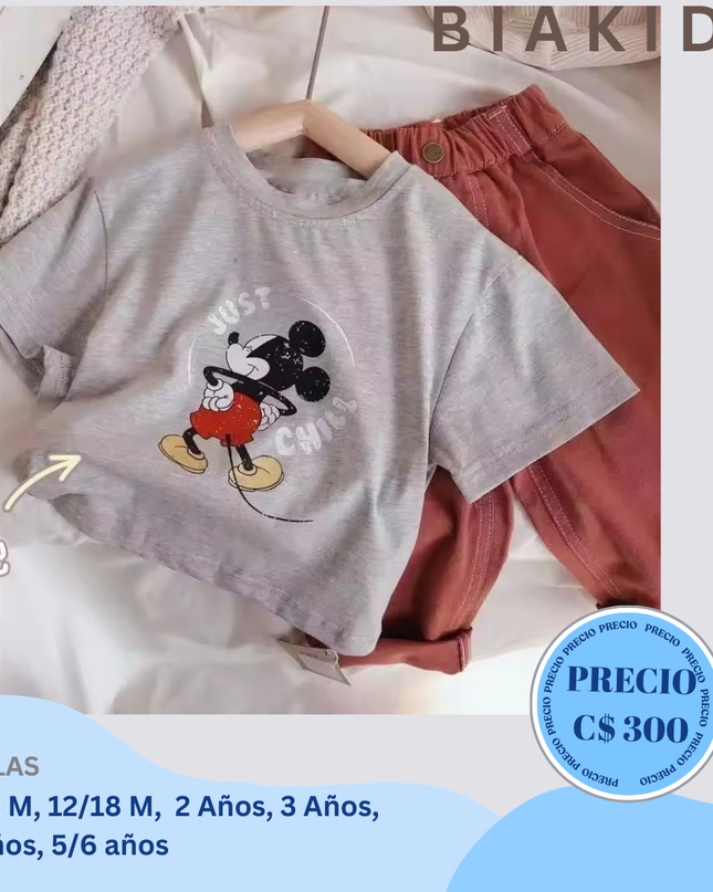 Camiseta Mickey  / Gris