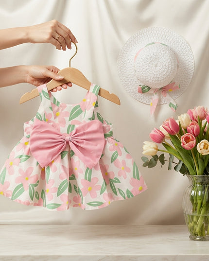 Vestido Floral RosaG c/sombrero