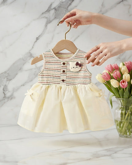 Vestido Rayas Crema hello kitthy