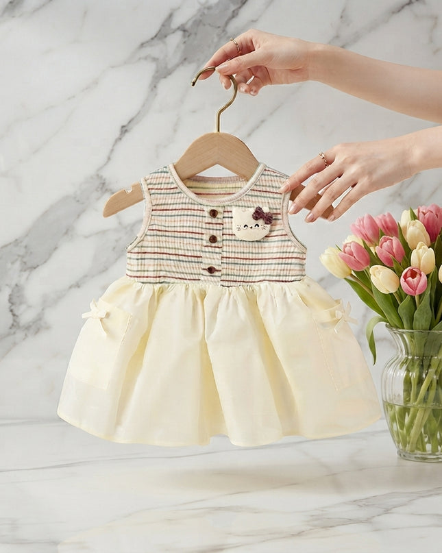 Vestido Rayas Crema hello kitthy