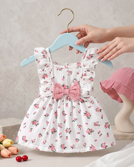 Vestido Floral Sombrero Rosa