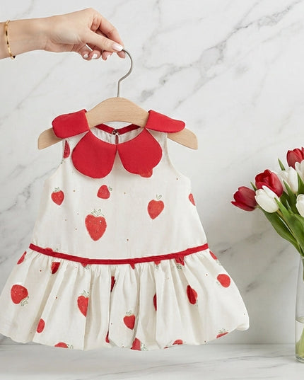 Vestido Fresas Rojo Cuello