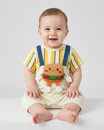 Mameluco short hamburguesa 3D