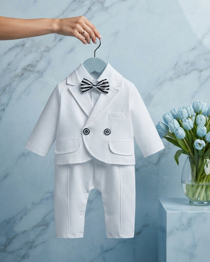 Conjunto Formal Blanco Corbatin negro con blanco