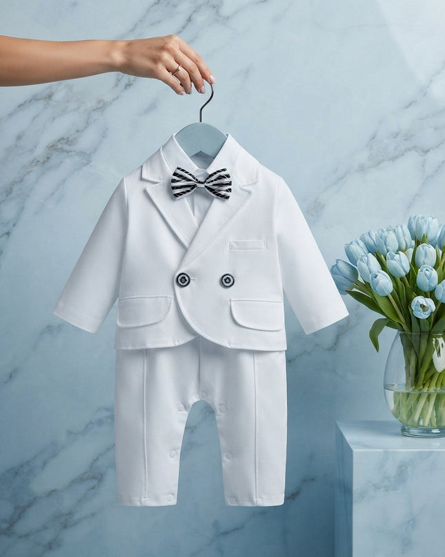 Conjunto Formal Blanco Corbatin negro con blanco