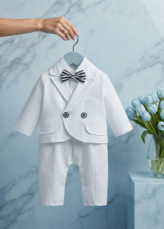 Conjunto Formal Blanco Corbatin negro con blanco