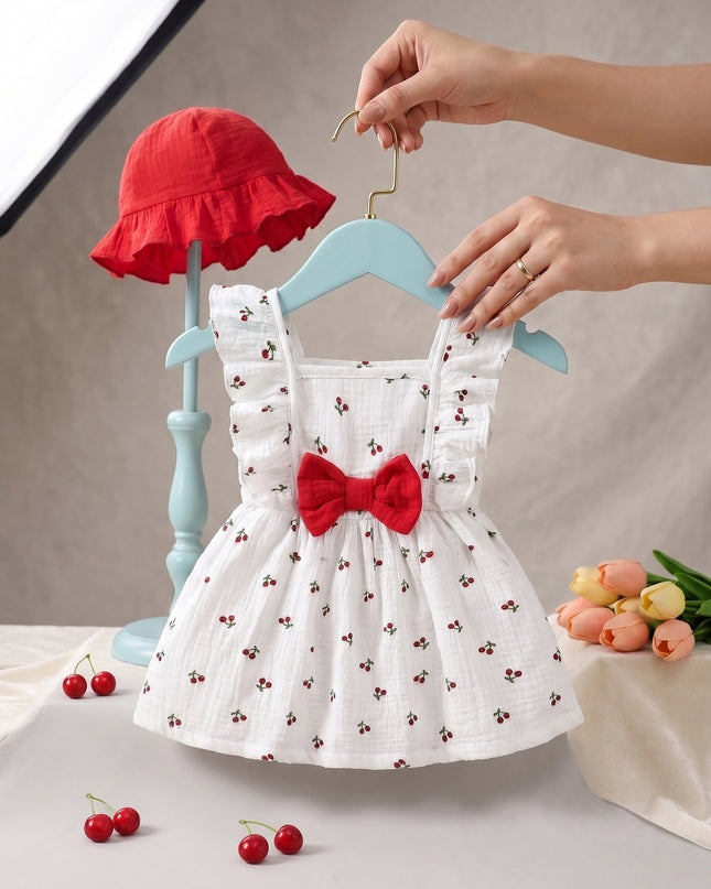 Vestido Floral Sombrero Rojo