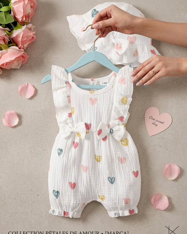 Mameluco Floral Blanco Manga Corta A