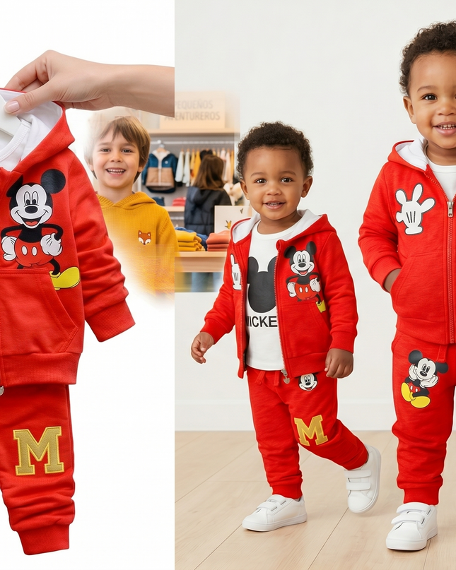 Conjunto mickey rojo 3 pcs