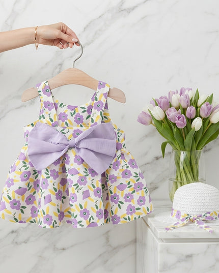 Vestido Floral Lila c/sombrero