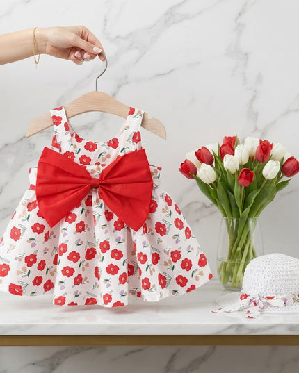 Vestido flor Rojo c/sombrero (Copia)