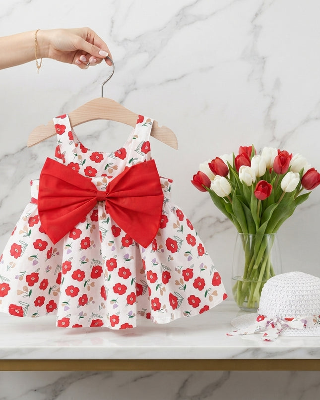 Vestido flor Rojo c/sombrero (Copia)