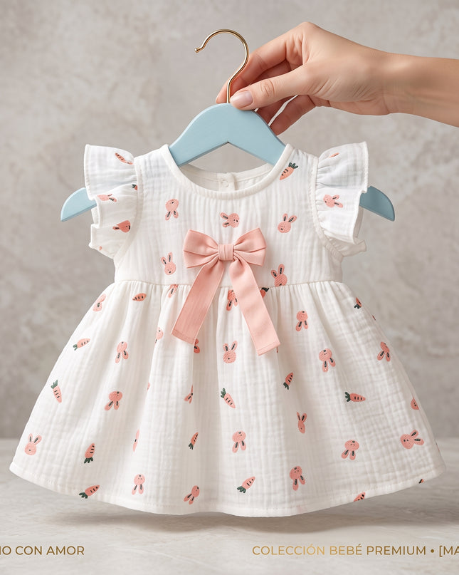 Vestido Blanco Flores Rosa