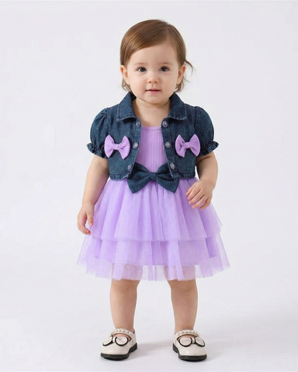Conjunto de Ropa para Niñas haqueta Corta de Mezclilla y Falda Paggy