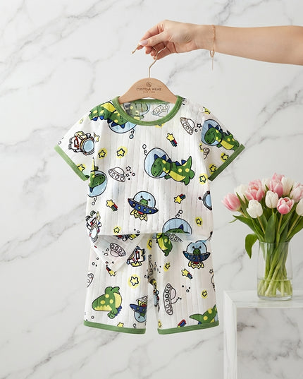 Conjunto Dinosaurios Blanco Verde