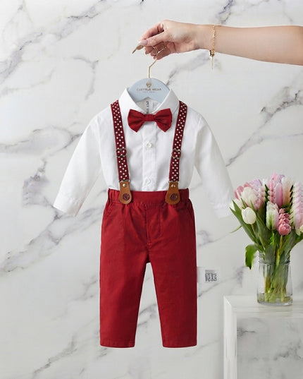 Conjunto Formal Rojo de pantalones Tirantes