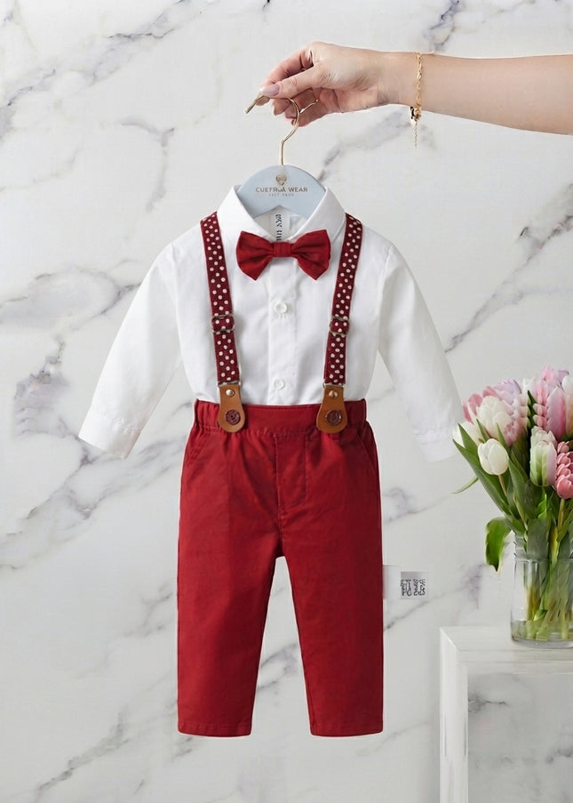 Conjunto Formal Rojo de pantalones Tirantes
