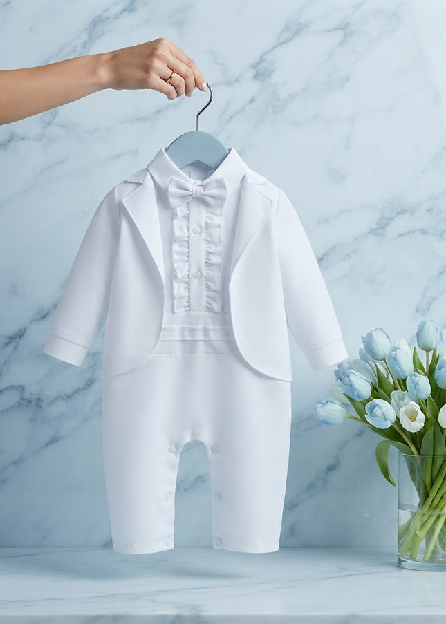 Mameluco Formal Blanco Corbatin chaleco