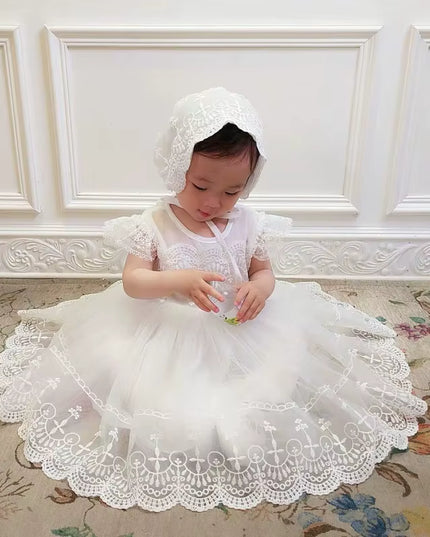 Vestido Bautizo Blanco B-cruz