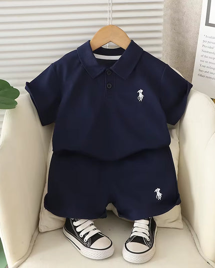 Set Casual tipo polo azul