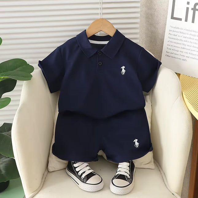 Set Casual tipo polo azul