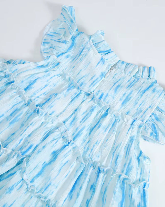vestido celeste c/mangas