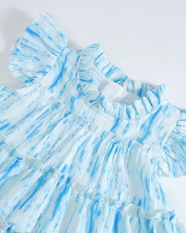 vestido celeste c/mangas
