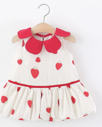 Vestido Fresas Rojo Cuello