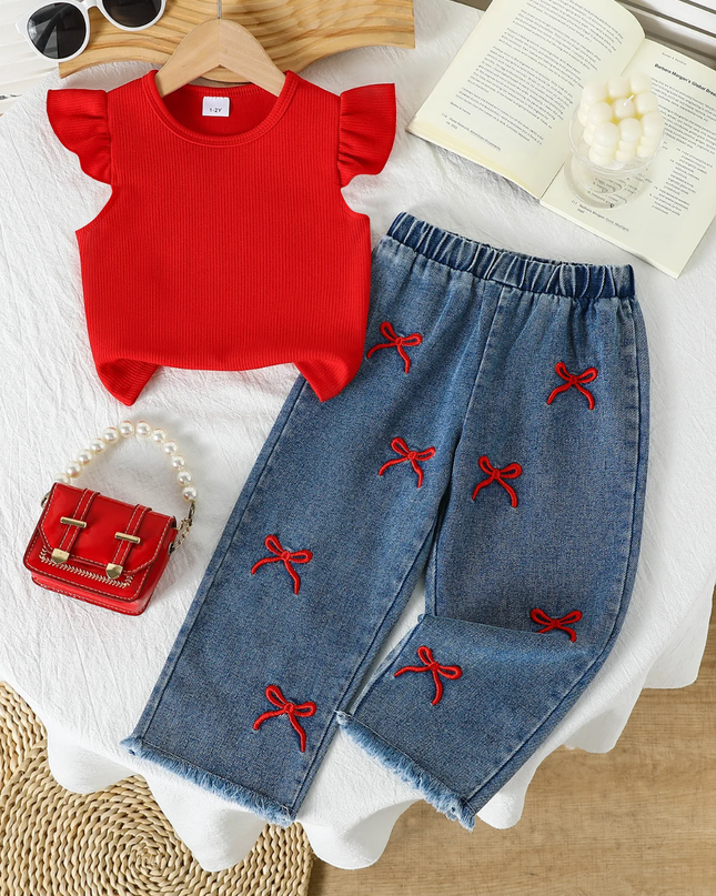 Conjunto Corazones Rojo jeans