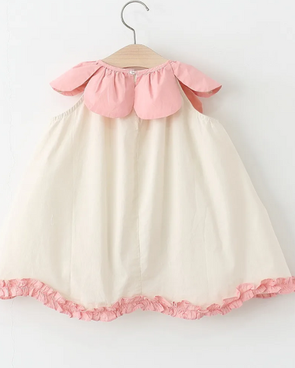 Vestido Crema Flores Rosa