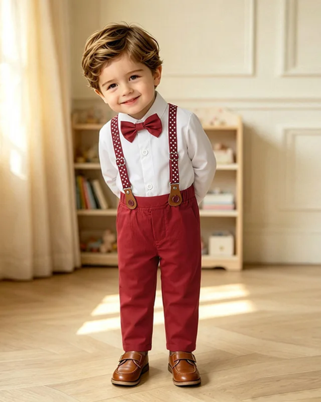 Conjunto Formal Rojo de pantalones Tirantes