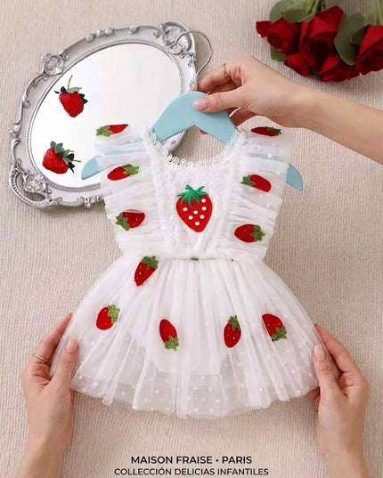 Vestido Fresa Tul Blanco